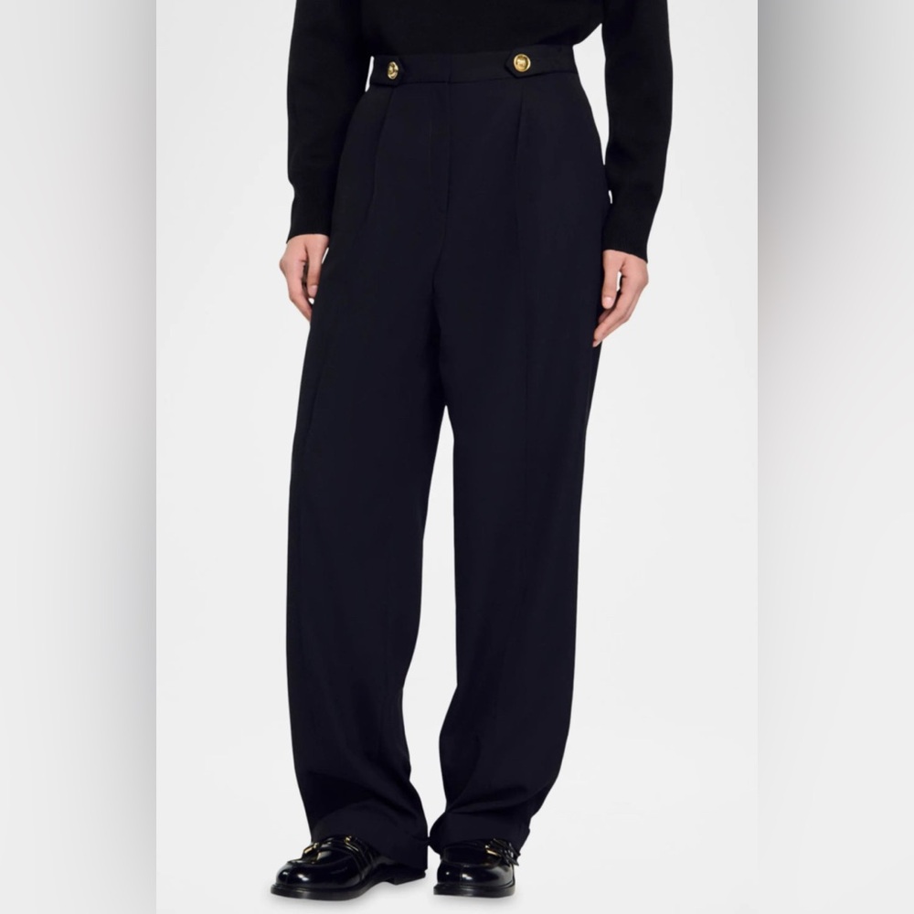 Sandro Tosca Pintuck Wool-Blend Trousers
